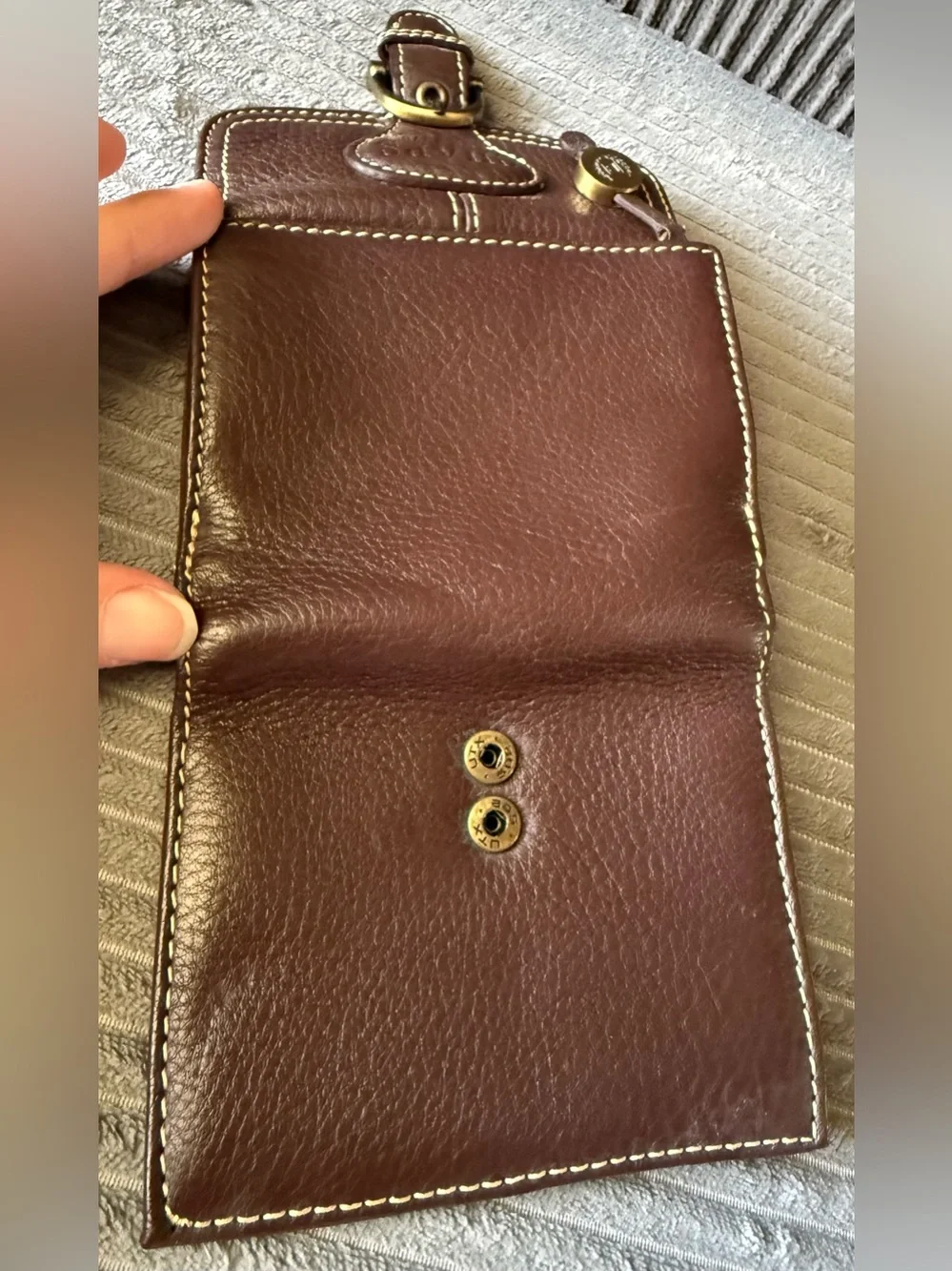 Chaps Brown Leather Women's Small Buckle Wallet